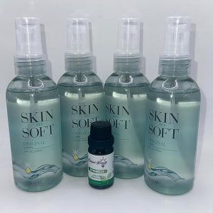 4 x Avon Skin So Soft Original Dry Oil Spray and Delgirl Beauty LTD Citronella Essential Oil Bundle