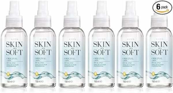 6 x 150ml Bottles of Avon Skin So Soft Original Dry Oil Body Spray with Jojoba & Citronellol – The Alternative To Insect Repellent