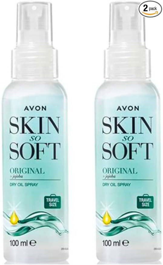 Avon Skin So Soft Original Dry Oil Body Spray with Jojoba | NEW 100 ml TRAVEL SIZE | Pack of 2