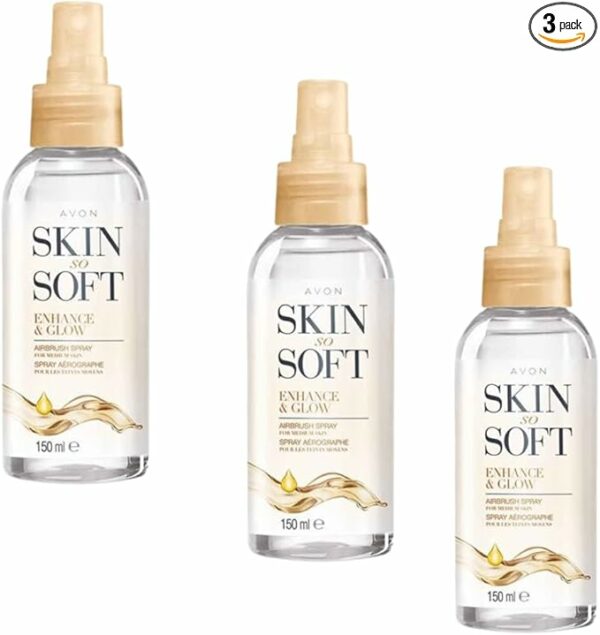 Skin So Soft Enhance and Glow Airbrush Tanning Spray Pack of 3 x 150ml. - Jojoba Oil Infused, Gradual Sun Kissed Glow.